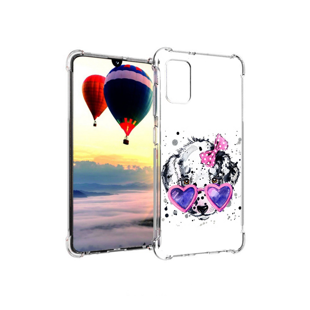 

Чехол MyPads Tocco для Samsung Galaxy A41 долматинец в очках (PT147427.483.337), Прозрачный, Tocco