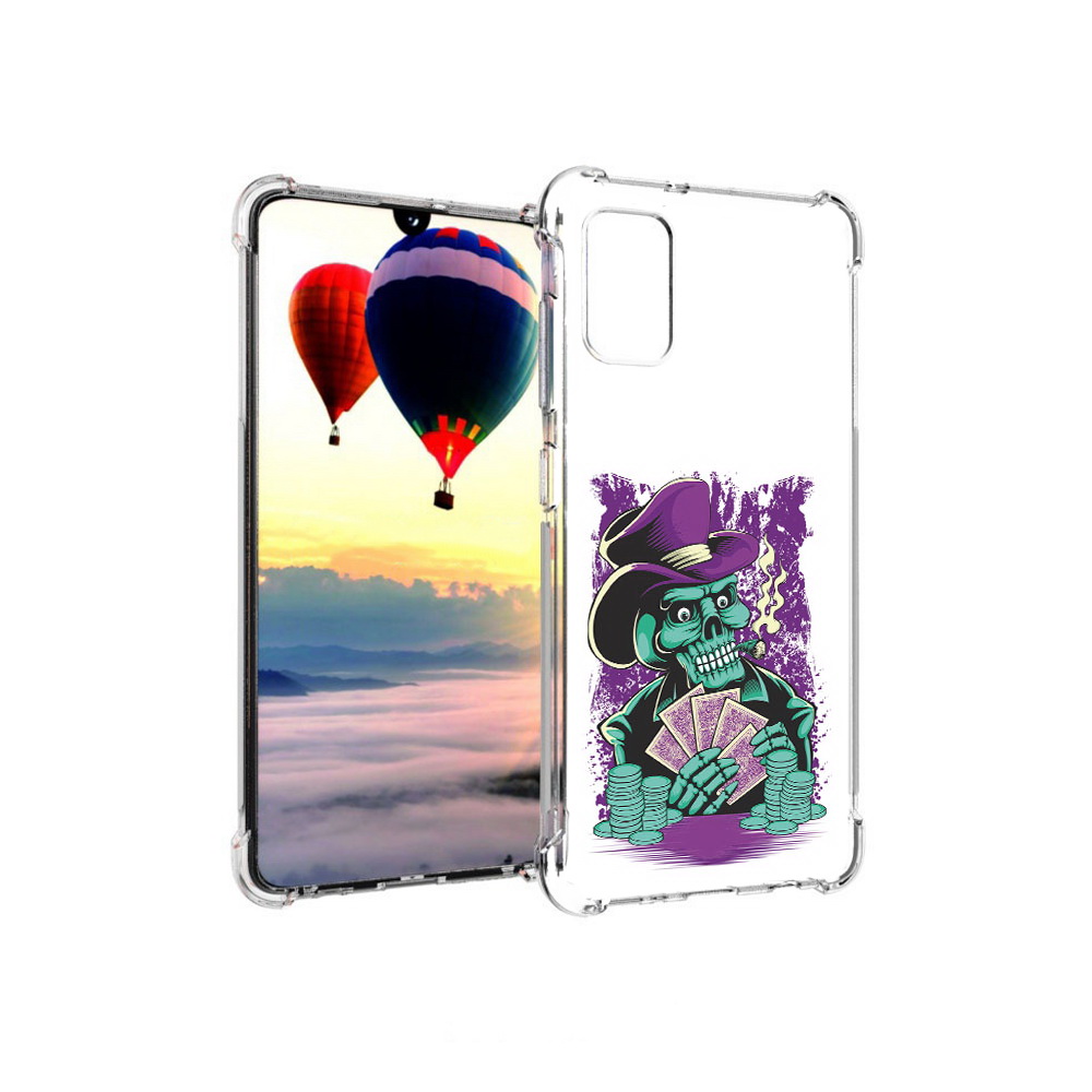 

Чехол MyPads Tocco для Samsung Galaxy A41 зеленый череп с картами (PT147427.483.361), Прозрачный, Tocco