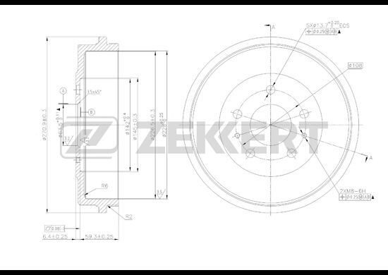 

ZEKKERT BS5186 Барабан тормозной ZEKKERT BS5186 зад. \ 1458826 FORD \ Ford Focus II 04-