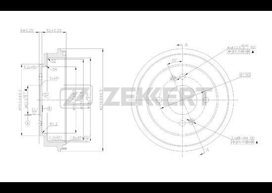 

ZEKKERT BS5236 Барабан тормозной ZEKKERT BS5236 зад. \ 5841107000 KIA \ Kia Picanto I 04-