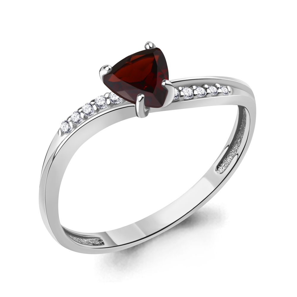 

Кольцо из серебра с гранатом/фианитом р., Aquamarine 6531903А, 6531903А_925_р