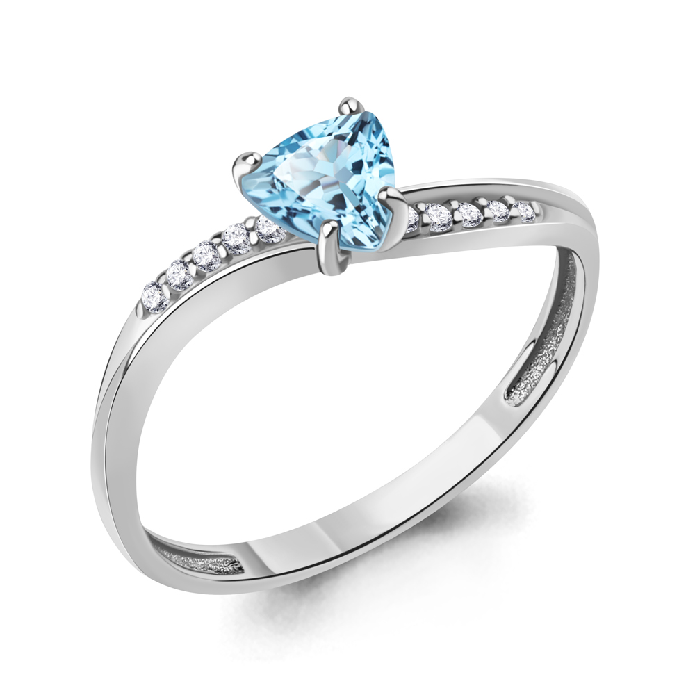 

Кольцо из серебра с топазом/фианитом р. Aquamarine 6531905А, 6531905А_925_р