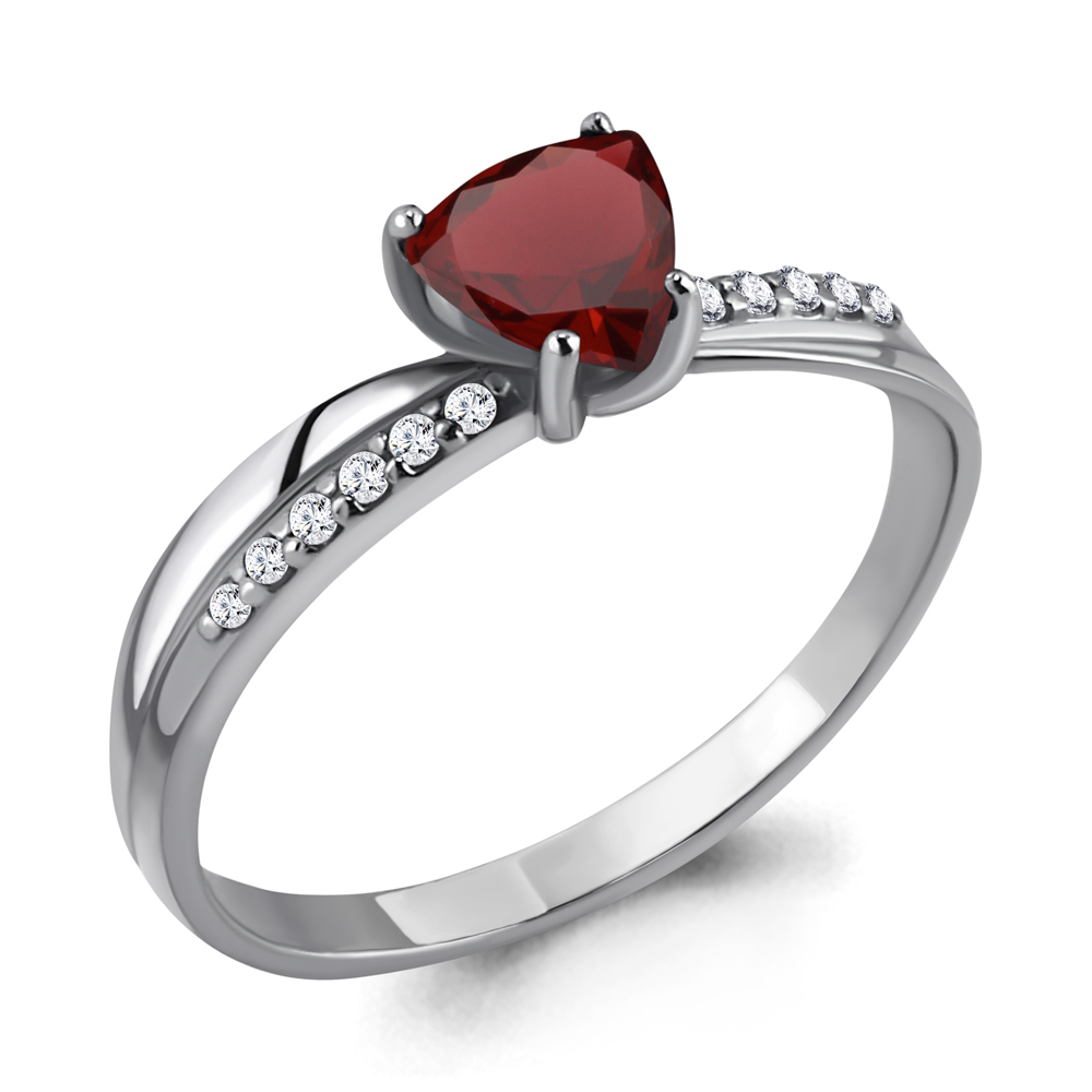 

Кольцо из серебра с гранатом/фианитом р. Aquamarine 6532003А, 6532003А_925_р