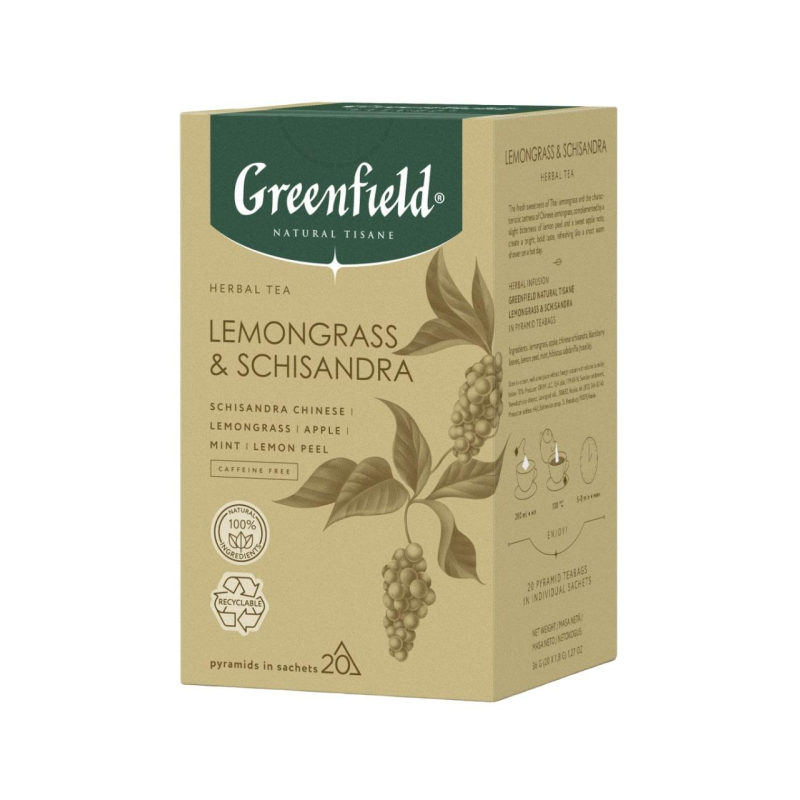 

Чай Greenfield Natural Tisane Lemongrass & Schisandra трав., 20пак 1753-08