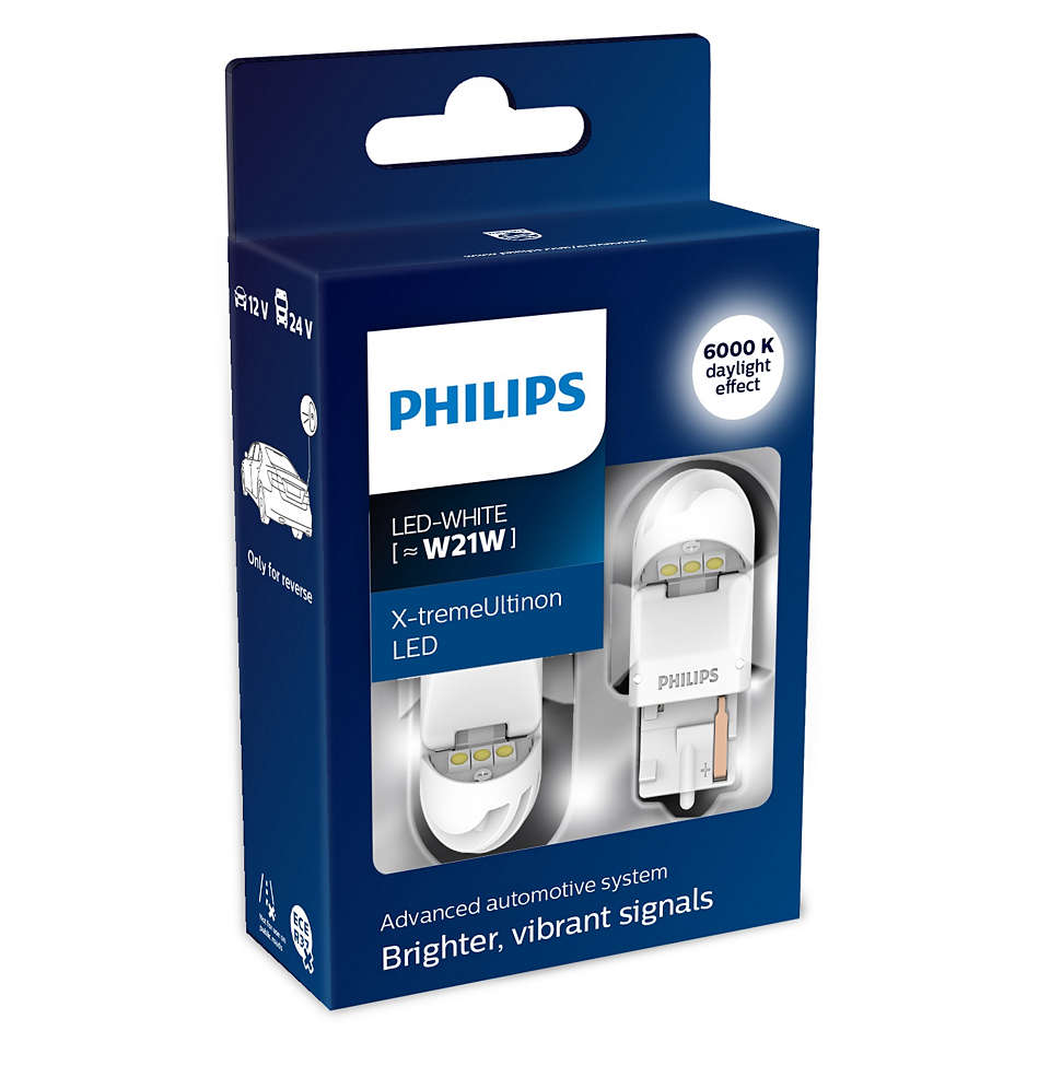 

W21w 12v Лампа X-Treme Ultinon Led White 6000k, 2шт. Philips арт. 11065XUWX2