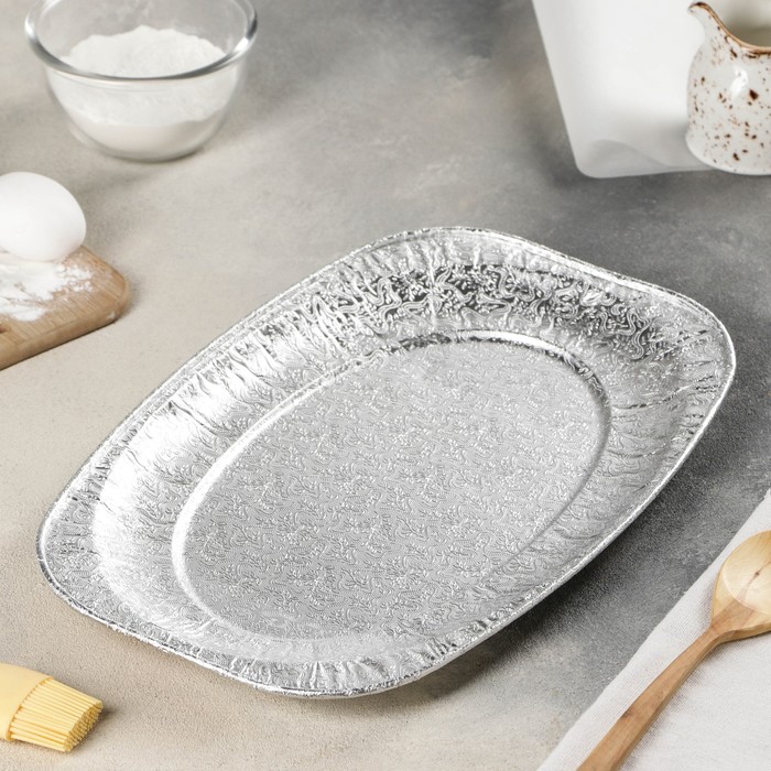 

Поднос из фольги Доляна, 35,5×24,5 см, цвет серебристый, Одноразовая посуда «Из печи»