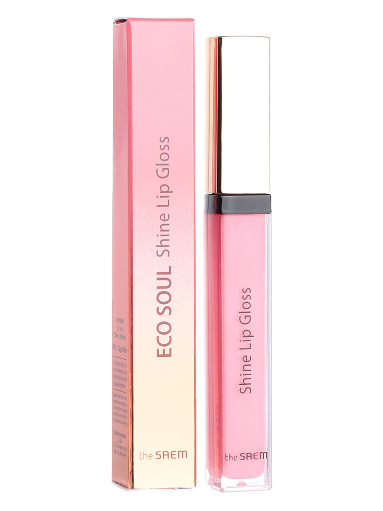 фото Блеск для губ the saem eco soul shine lip gloss pk01 suger pink (3, 4 гр)