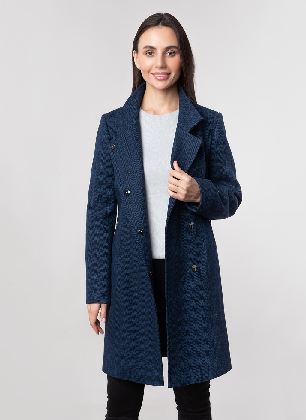 Пальто женское Каляев 60020 синее 42 RU