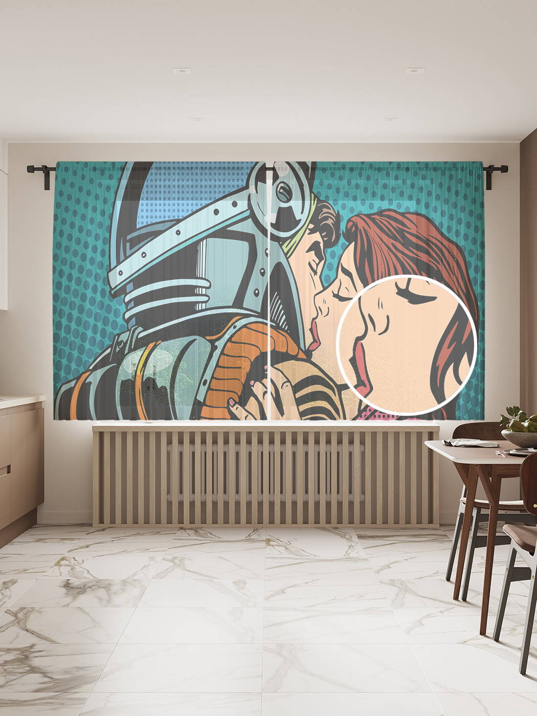 

Фототюль JoyArty "Прощальный поцелуй", 145x180см (2 полотна с лентой + 50 крючков), Прощальный поцелуй