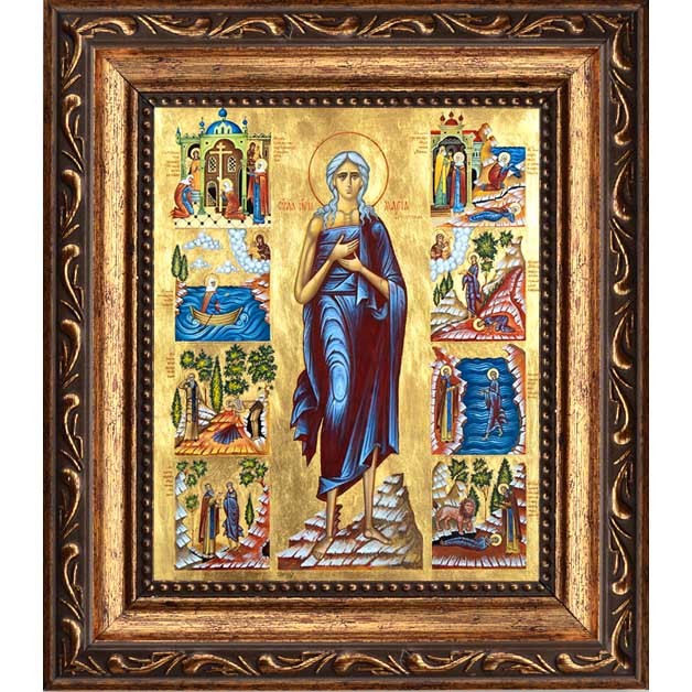 

Мария Египетская Преподобная с житием. Икона на холсте.