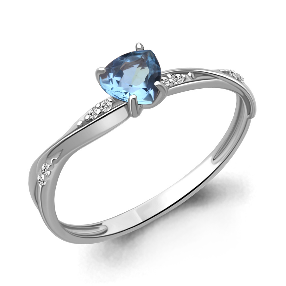 

Кольцо из серебра с топазом/фианитом р. Aquamarine 6532105А, 6532105А_925_р