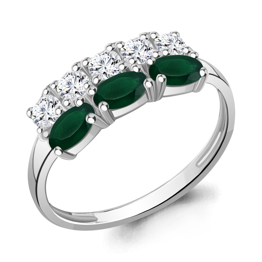 

Кольцо из серебра с агатом/фианитом р. Aquamarine 6535509, 6535509_925_р