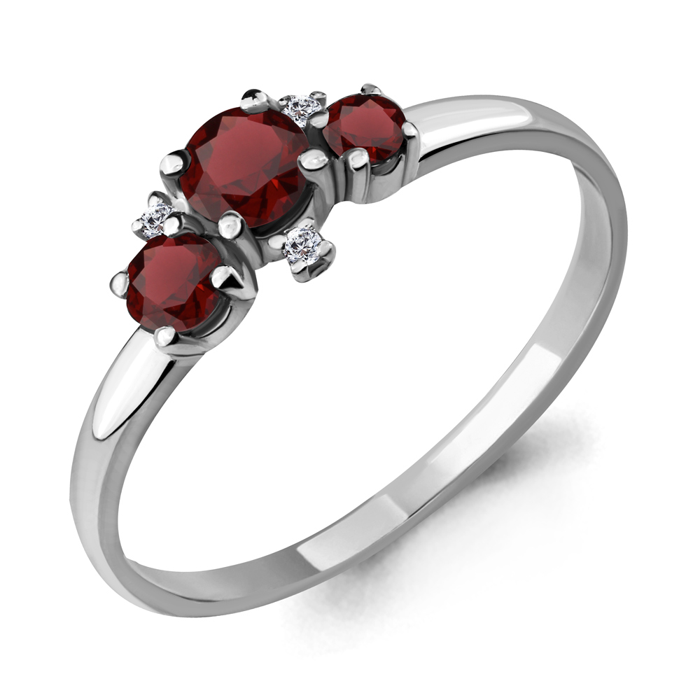 

Кольцо из серебра с гранатом/фианитом р. Aquamarine 6535603, 6535603_925_р