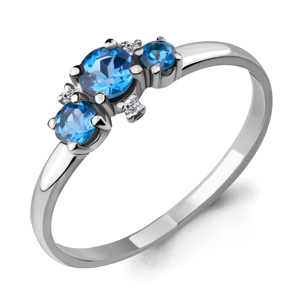 

Кольцо из серебра с топазом/фианитом р. Aquamarine 6535605, 6535605_925_р