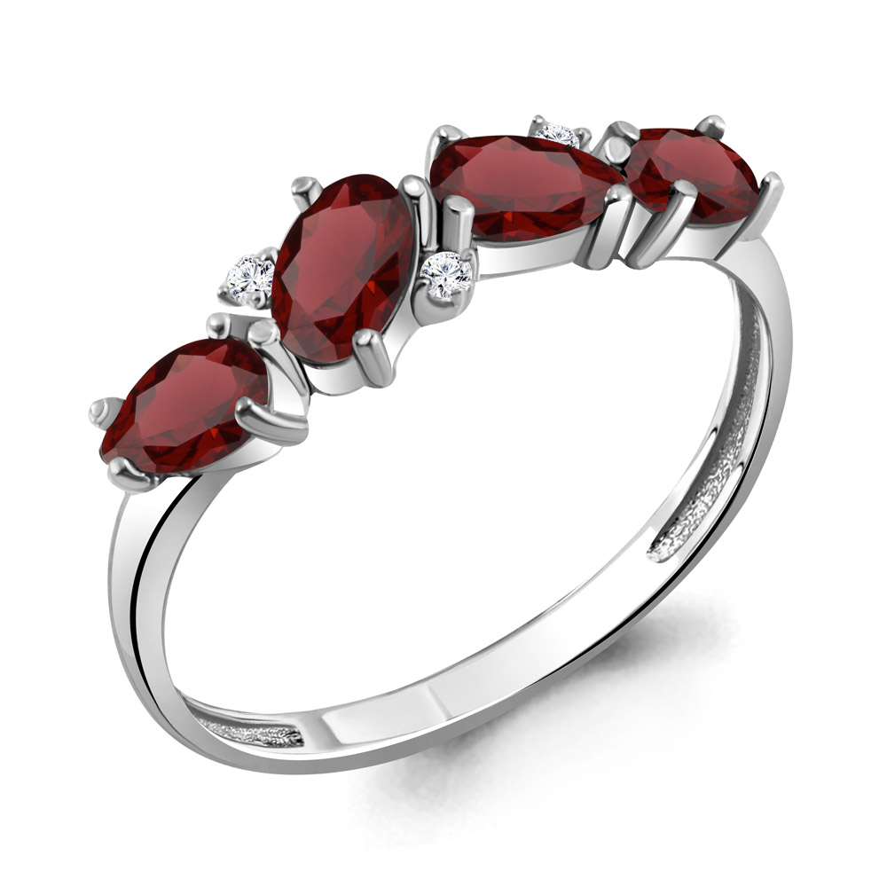 

Кольцо из серебра с гранатом/фианитом р. Aquamarine 6535803, 6535803_925_р