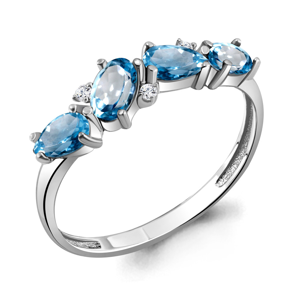 

Кольцо из серебра с топазом/фианитом р. Aquamarine 6535805, 6535805_925_р