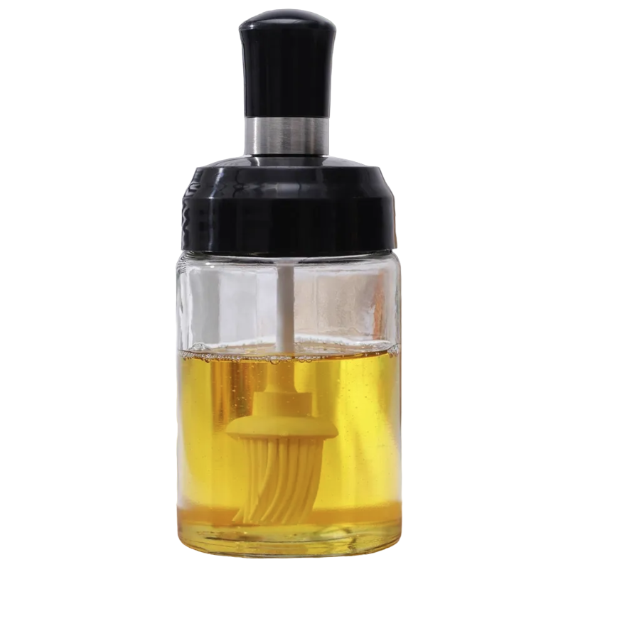 

Емкость для масла с силиконовой кисточкой 200 мл, Прозрачный;черный, ЕмкостьМасло