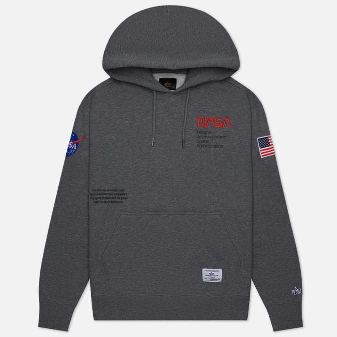 

Мужская толстовка Alpha Industries NASA Worm Logo Hoodie серый, Размер XL, NASA Worm Logo Hoodie