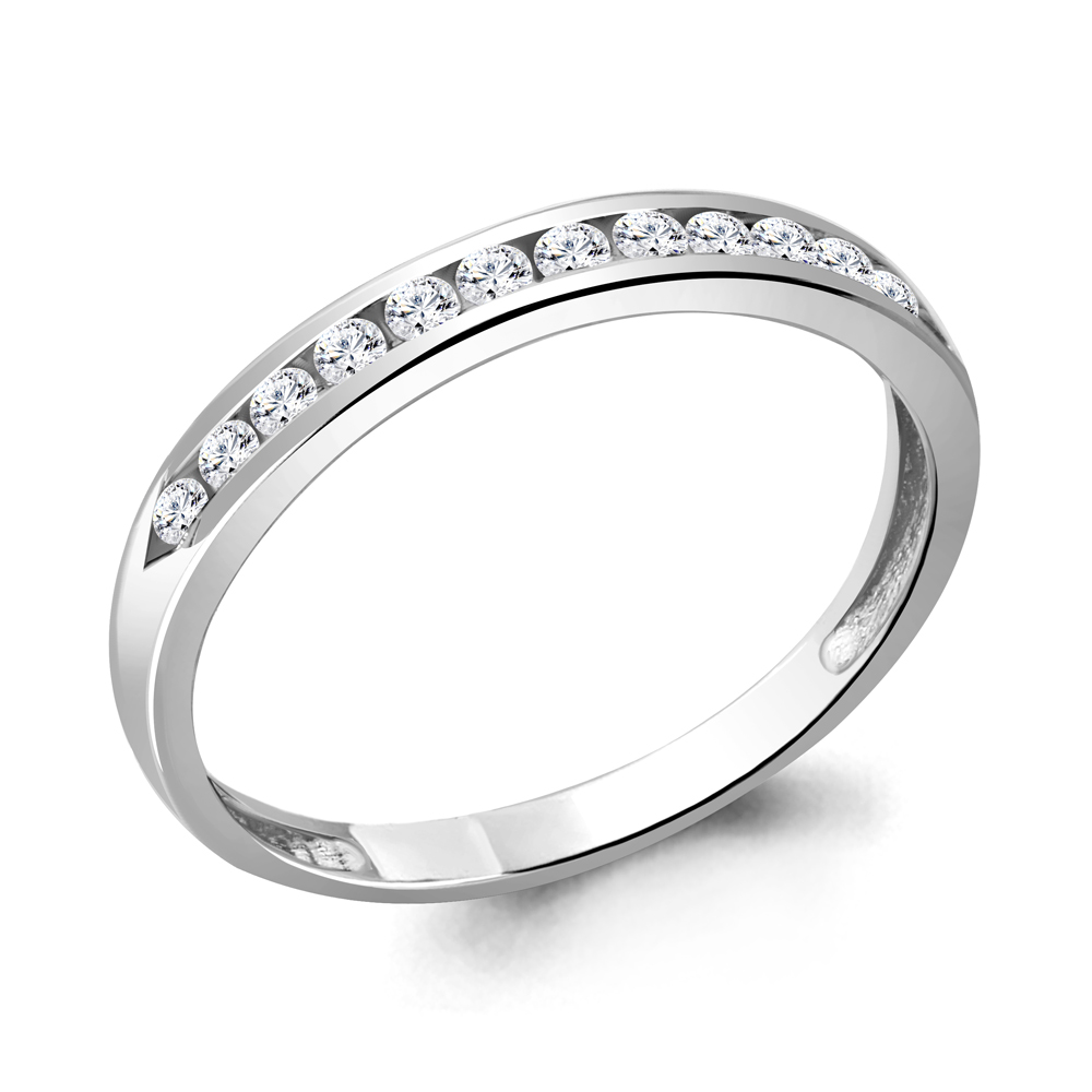 

Кольцо обручальное из белого золота с бриллиантом р.16,5 Aquamarine 961416, 961416_585_бз
