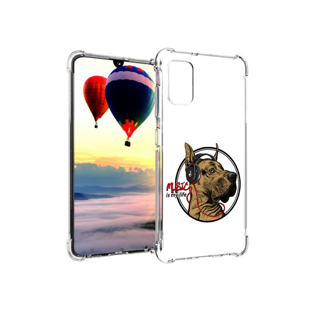 

Чехол MyPads Tocco для Samsung Galaxy A41 музыкальная собака (PT147427.483.490), Прозрачный, Tocco