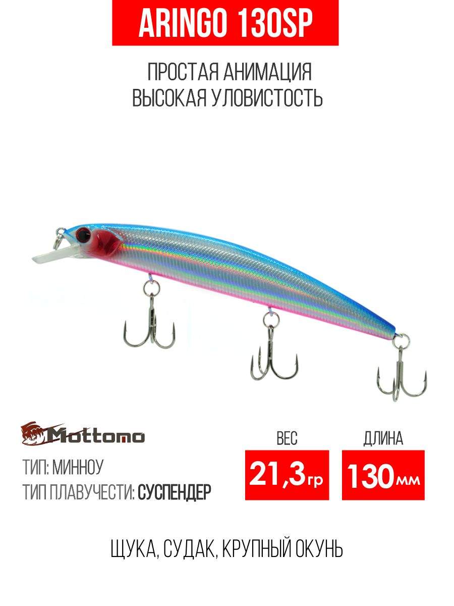 

Воблер Mottomo Aringo 130SP 21,3g Red Blue, Разноцветный, Aringo