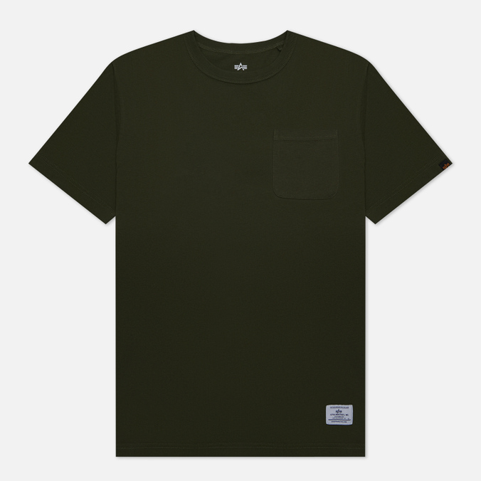 

Мужская футболка Alpha Industries Essential Pocket Crew Neck оливковый, Размер L, Зеленый, Essential Pocket Crew Neck