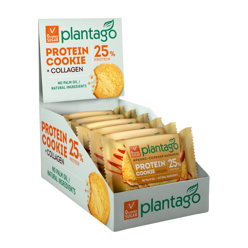 Печенье Plantago Protein Cookie Ар.-Сол.кар.выс.сод.бел.25%,кол.,40гх9шт/уп