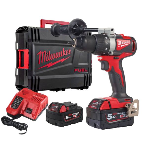 фото Аккумуляторная дрель-шуруповерт milwaukee m18 blpd2-0x 4933464515, с 2 акб 5 ач и зу