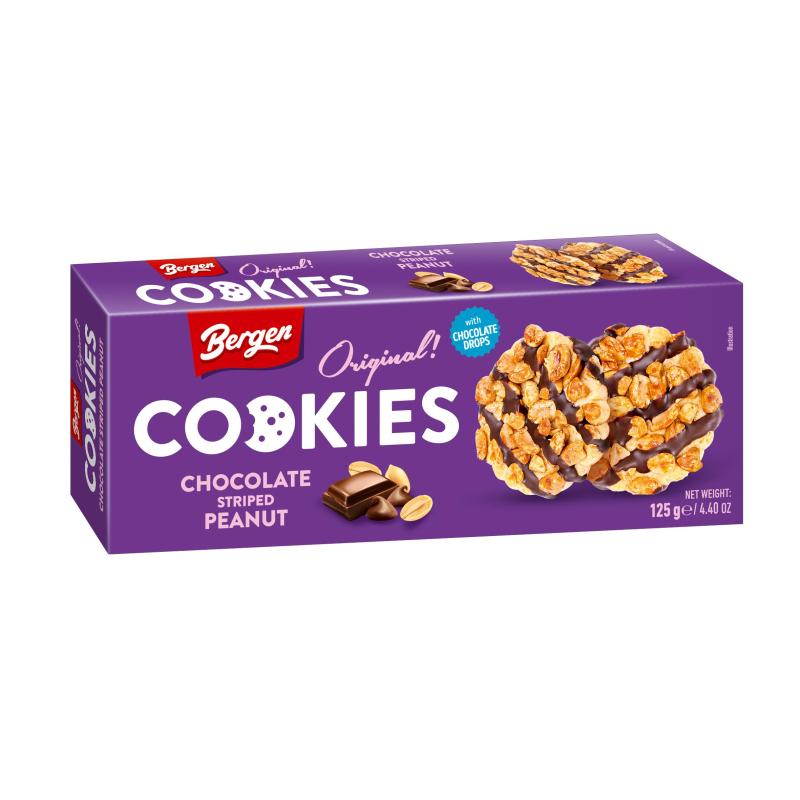 Печенье ORIGINAL COOKIES с арахисом, декорированное темным шоколадом, 125г