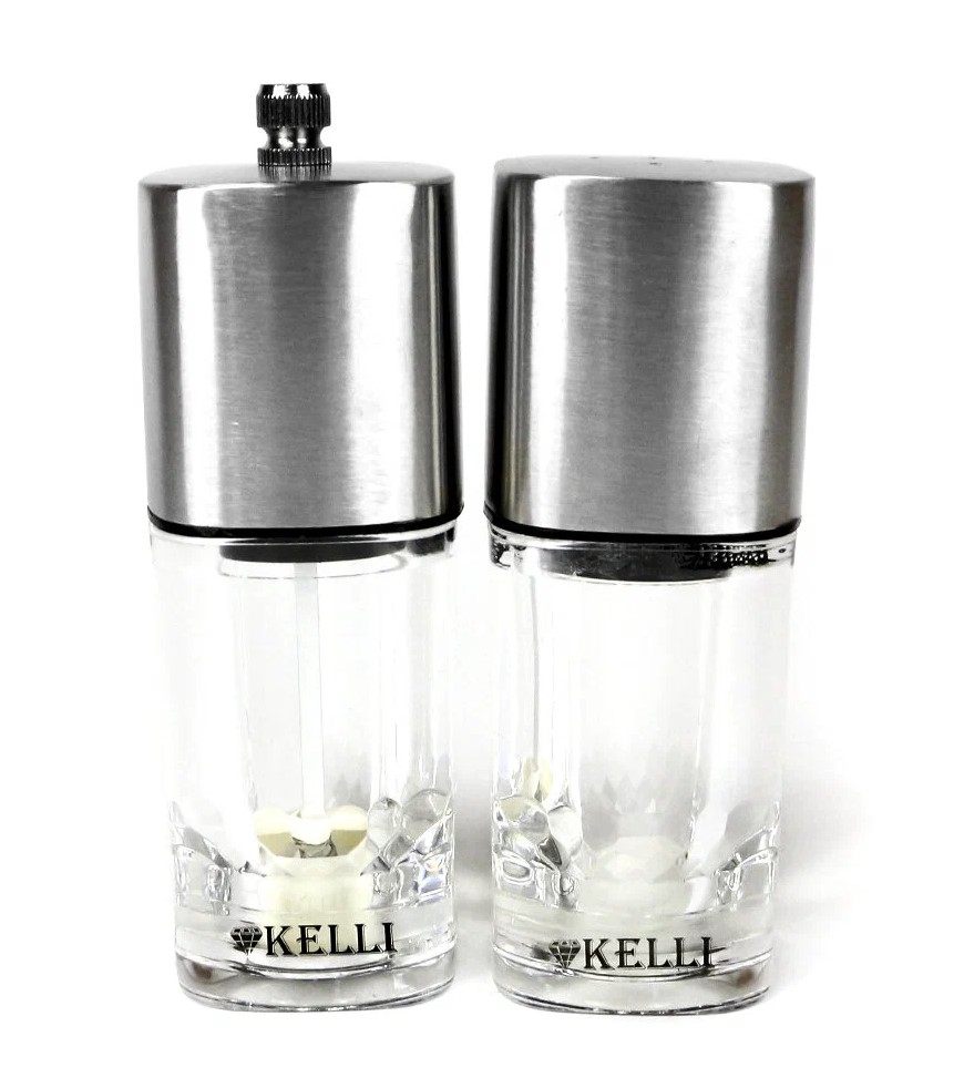 

Специи набор KL-11124 Kelli 13см. 2пр. стекло, Прозрачный;серебристый
