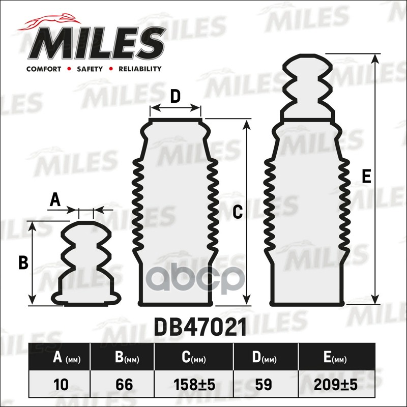 

Отбойник Пыльник Амортизатора Miles Db47021 (D10mm/L66mm) Miles арт. DB47021