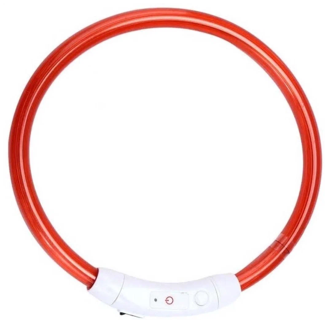 

Светящийся ошейник для собак с USB-зарядкой, красный, силикон, 50 см