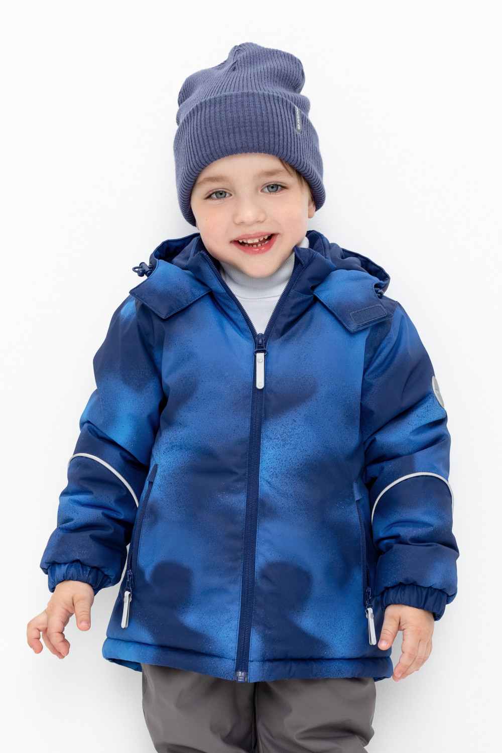 Куртка детская CROCKID 1 B JKT 009.2_a, черно-синий, брызги, 116