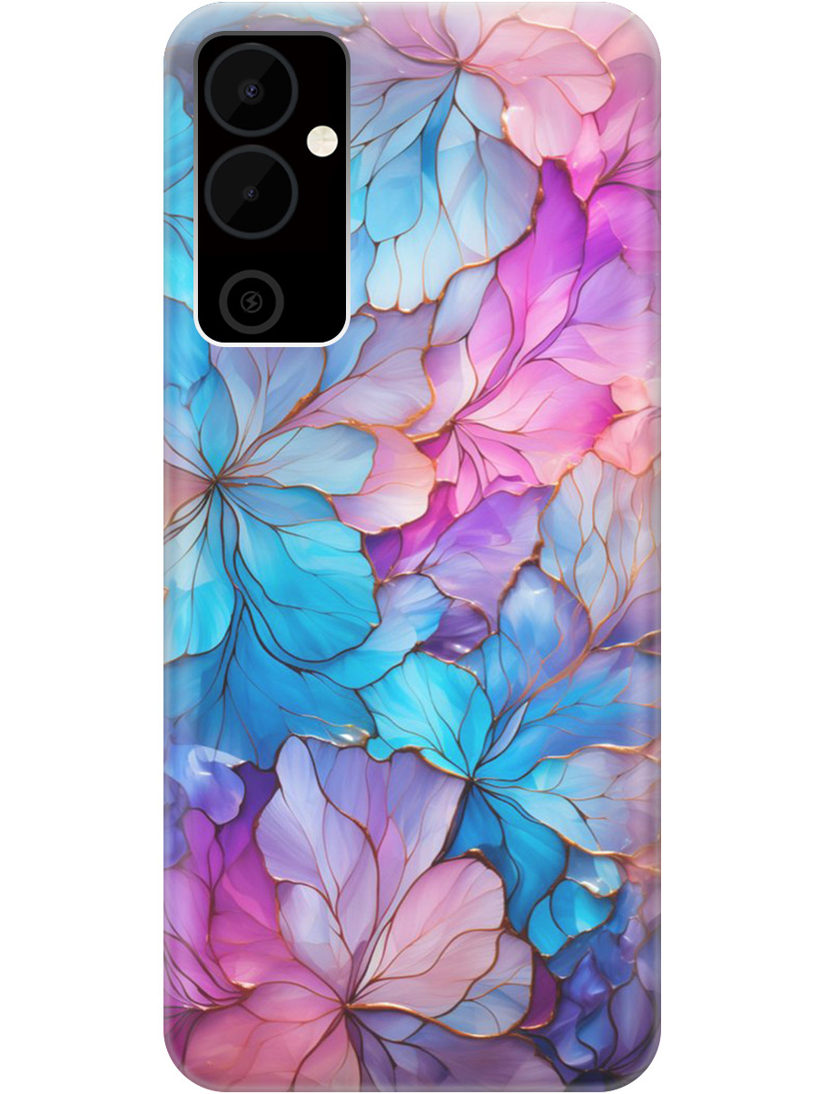 

Силиконовый чехол на Tecno Pova Neo 2 с рисунком "Цветочный витраж", Голубой;розовый, 20001476