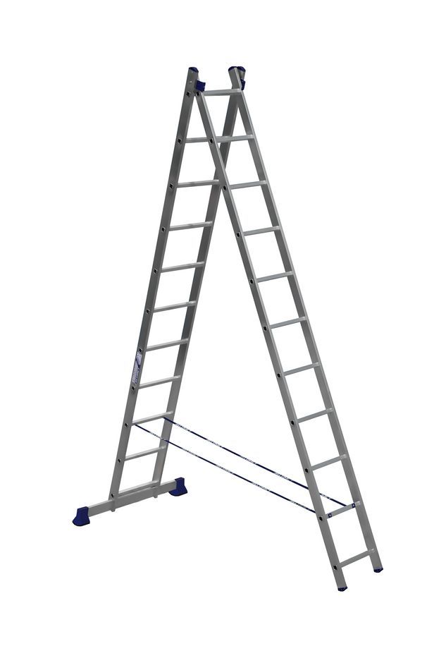 фото Лестница двухсекционная алюминиевая алюмет h2 5211 2x11 ступеней
