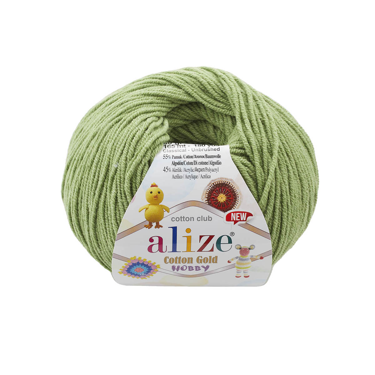 

Пряжа Alize 'Cotton Gold Hobby New', 50г, 165м (хлопок, акрил) (485 сухая мята), 10 мотков
