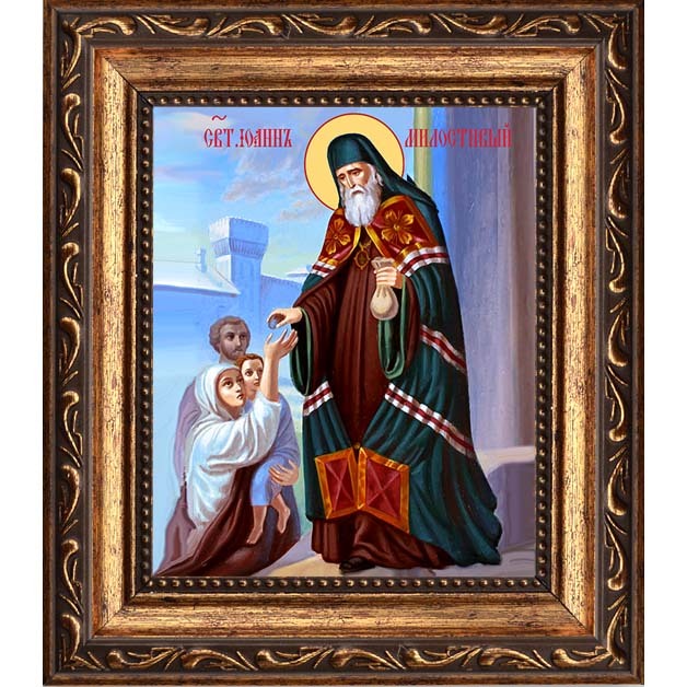 

Иоанн Милостивый, подающий милостыню. Икона на холсте.