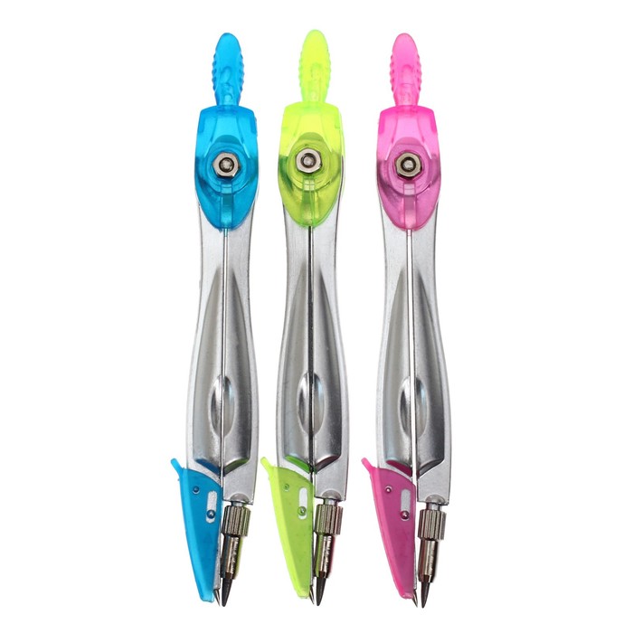 Циркуль металлический 115мм с защитным колпачком на иголке МИКС