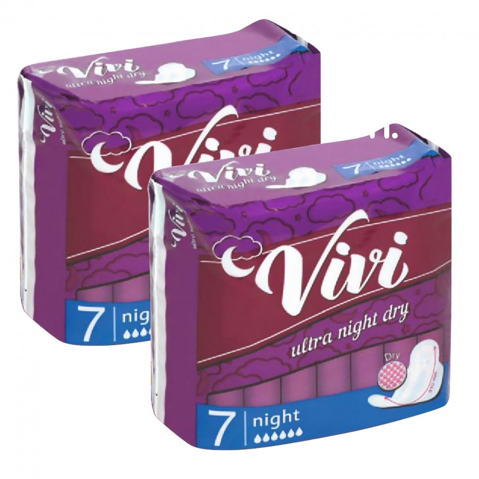 

Прокладки Vivi ULTRA NIGHT DRY женские 7 шт упаковка 2 шт
