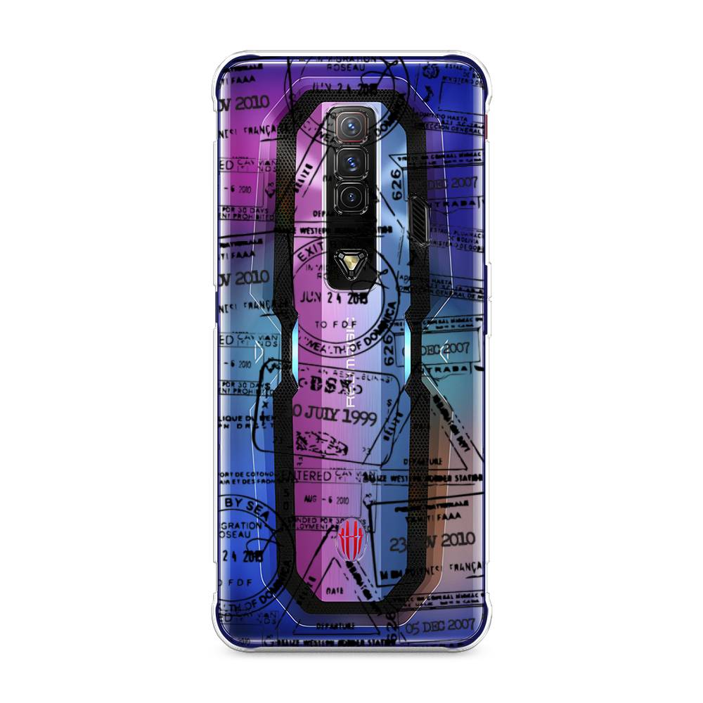 

Чехол на ZTE Nubia Red Magic 7 "Visa stamps 2", Белый;черный;серый, 135950-2