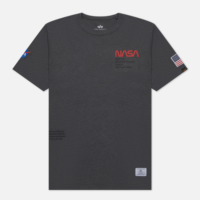 

Мужская футболка Alpha Industries NASA Worm Logo серый, Размер M, NASA Worm Logo