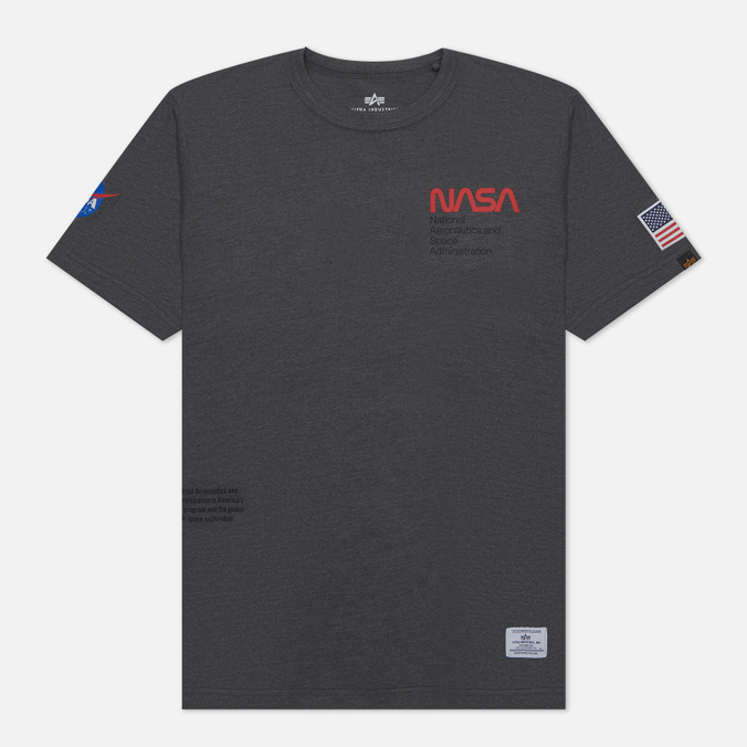 

Мужская футболка Alpha Industries NASA Worm Logo серый, Размер XXL, NASA Worm Logo