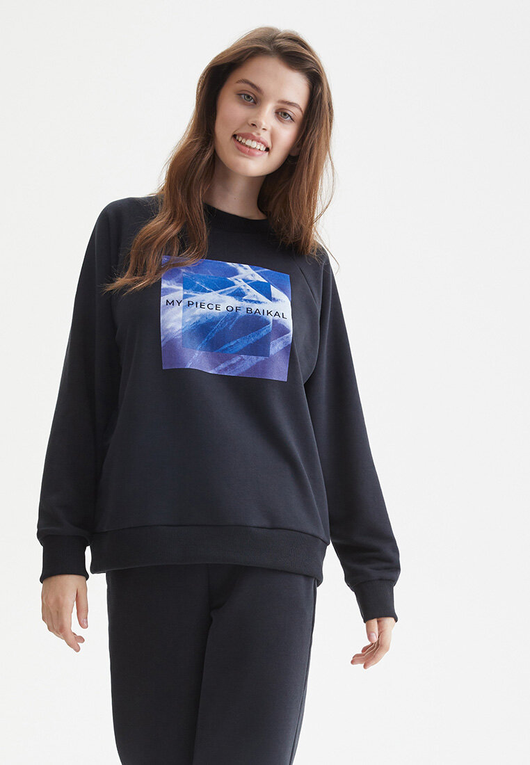 

Свитшот женский BARMARISKA сж-б0179-мб черный 56 RU, сж-б0179-мб