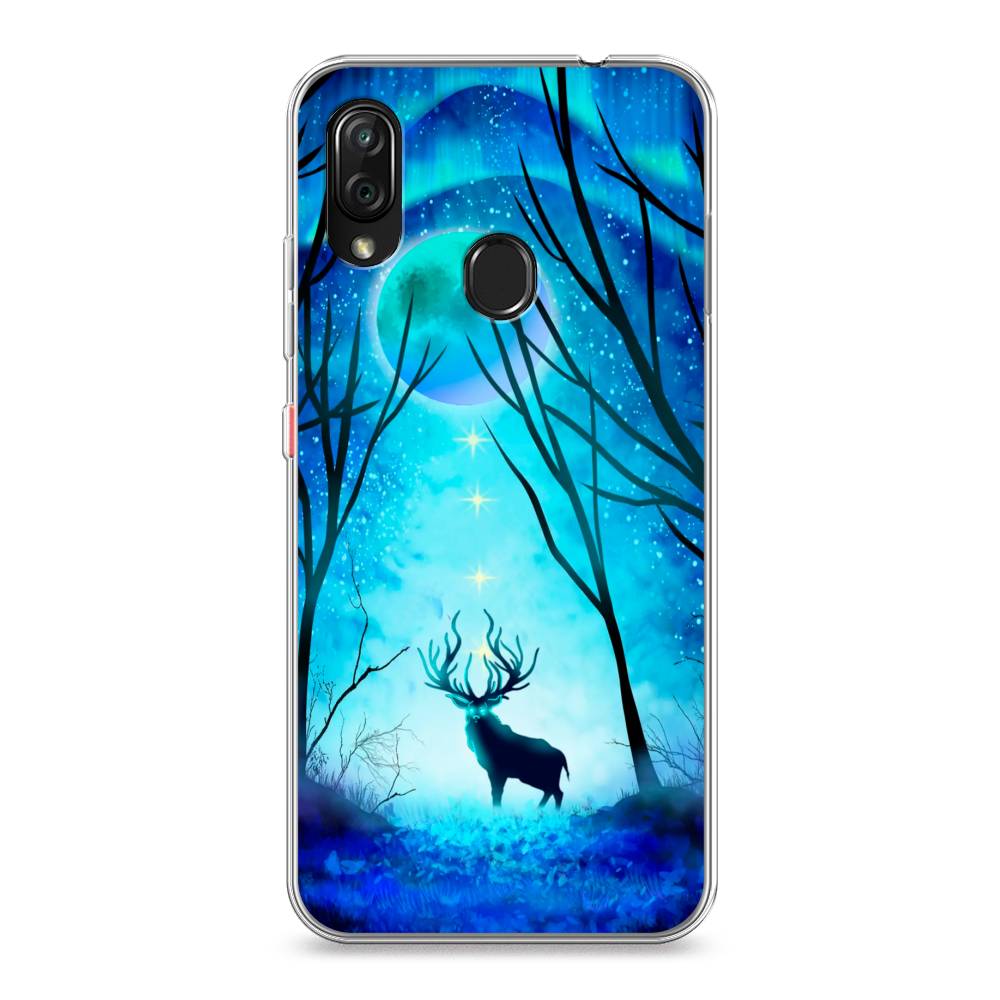 

Чехол на ZTE Blade V10 Vita "Олень северное сияние", Синий;черный;голубой, 132650-1