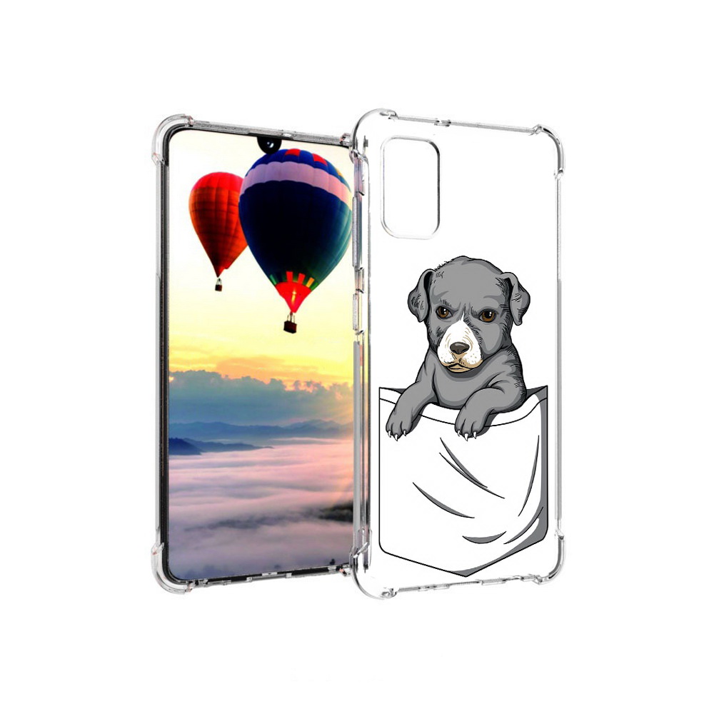 

Чехол MyPads Tocco для Samsung Galaxy A41 собачка в кармане (PT147427.483.611), Прозрачный, Tocco