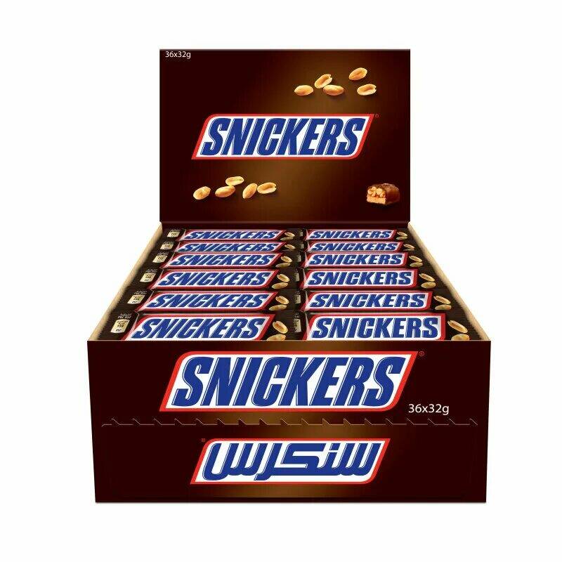 Шоколадный батончик Snickers, 32гх36шт/уп