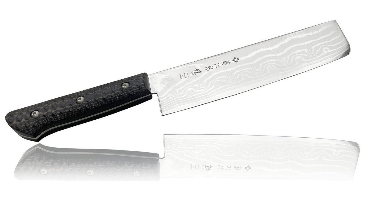 фото Кухонный нож для овощей накири, сталь vg-10 в обкладах из дамаска, лезвие 16 см, япония tojiro