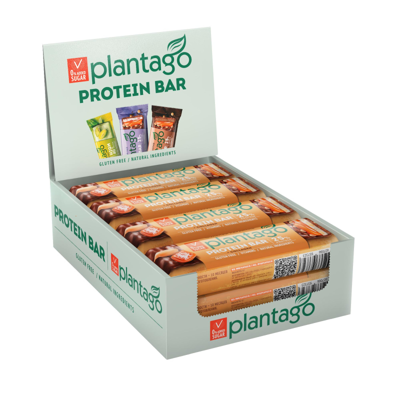 

Батончик Plantago Арах.-Сол.кар.выс.сод.бел.25%, кол.,вит.ком.,40гх12шт/уп