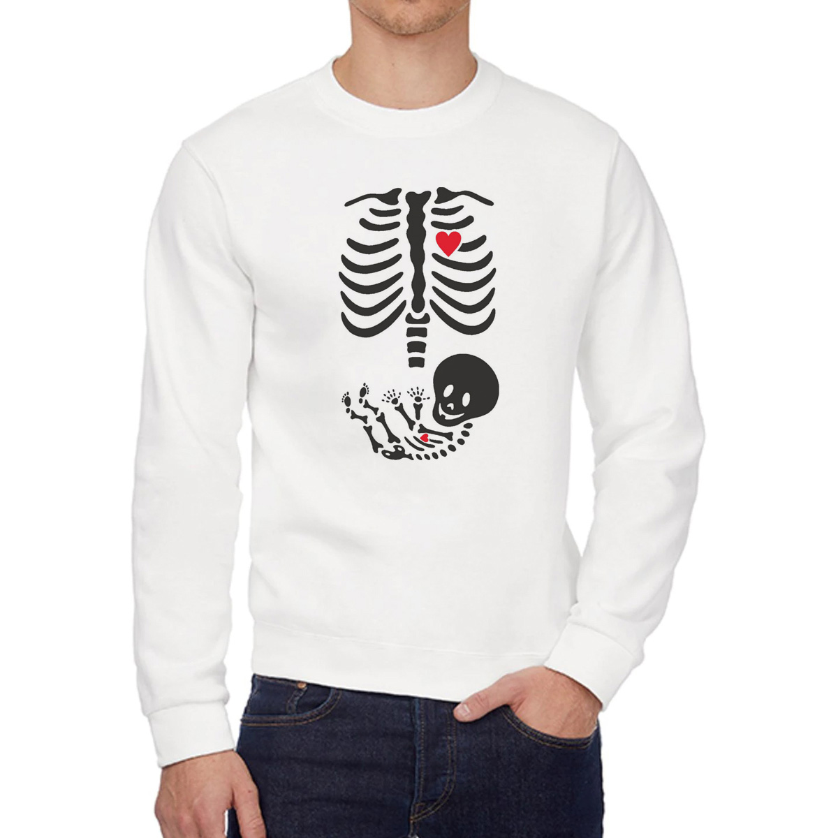 

Свитшот женский CoolPodarok пузожитель скилет белый 46 RU, W0113546