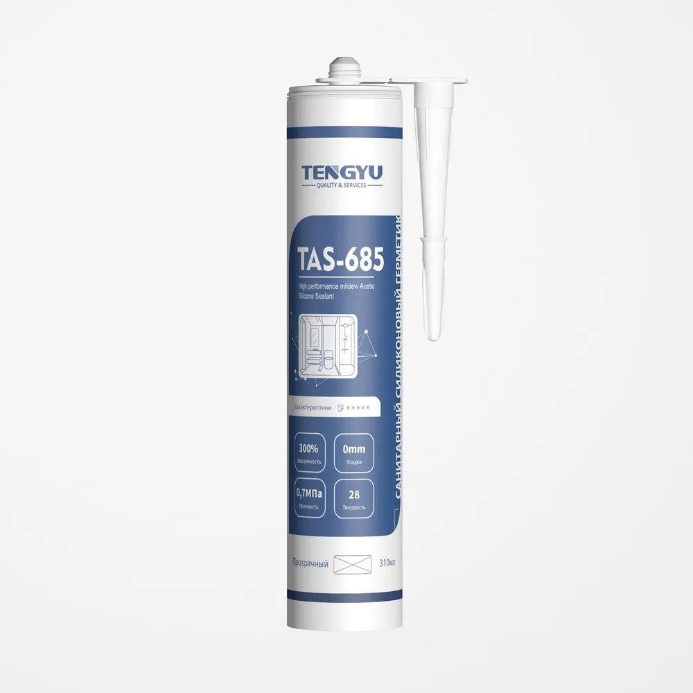 Герметик силиконовый санитарный TENGYU TAS-685,прозр., 310мл. нейтральный силиконовый клей герметик weicon